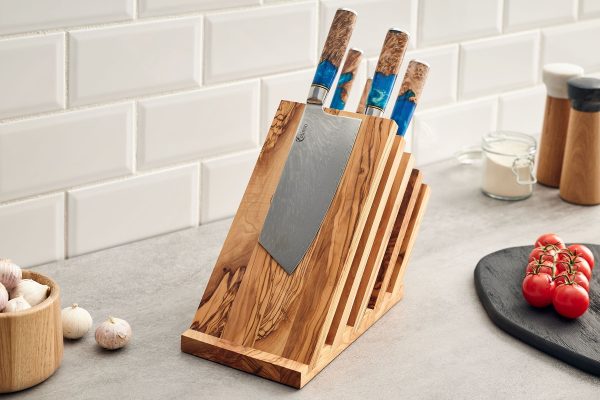 Magnetic Knife Block Olive With Knives